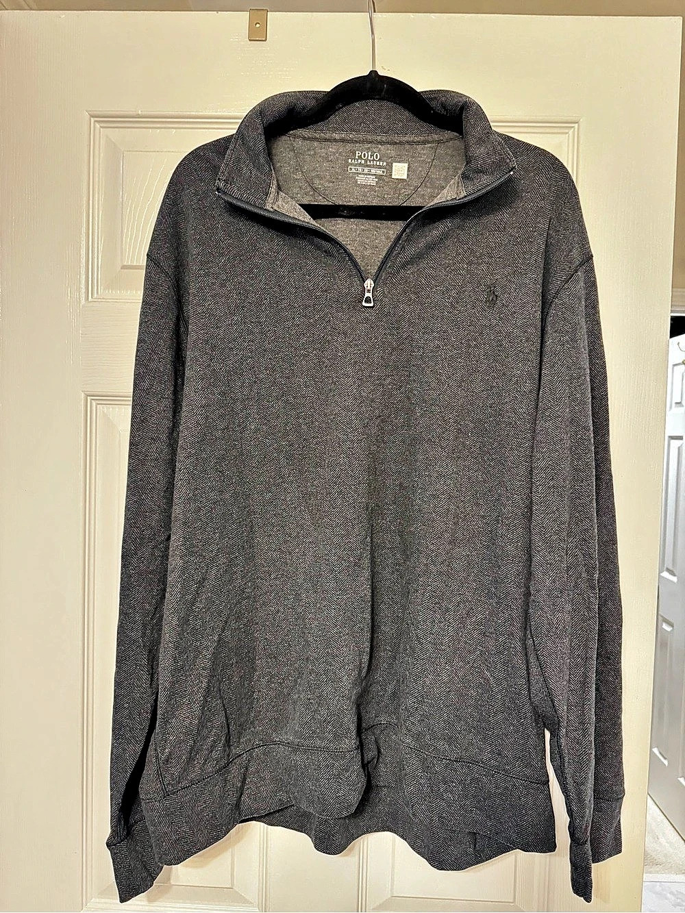 Polo Ralph Lauren Luxury Jersey Herringbone Quarter-Zip Pullover XL